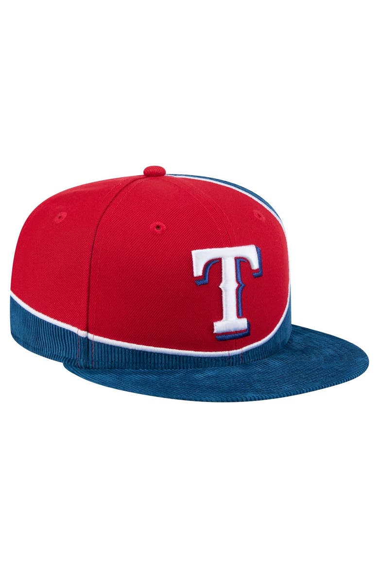 Men's New Era Royal/Red Texas Rangers Retro Split Corduroy Snapback Hat, Alternate, color, Royal
