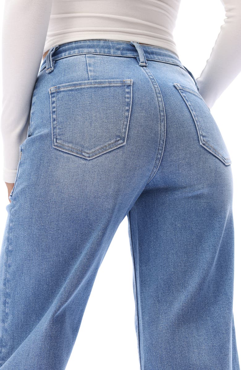 Bayeas Drawstring High Waist Ankle Wide Leg Jeans, Alternate, color, Medium Blue