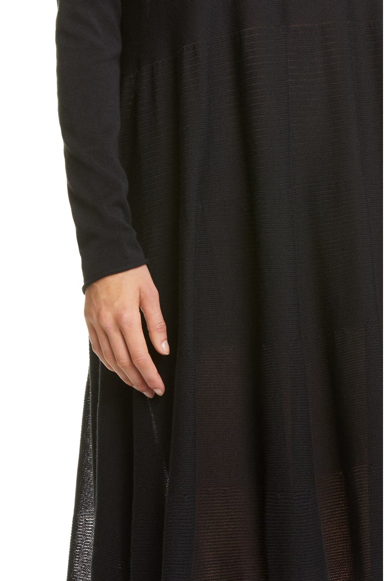 Addison Rib Detail Long Sleeve Dress, Alternate, color, BLACK