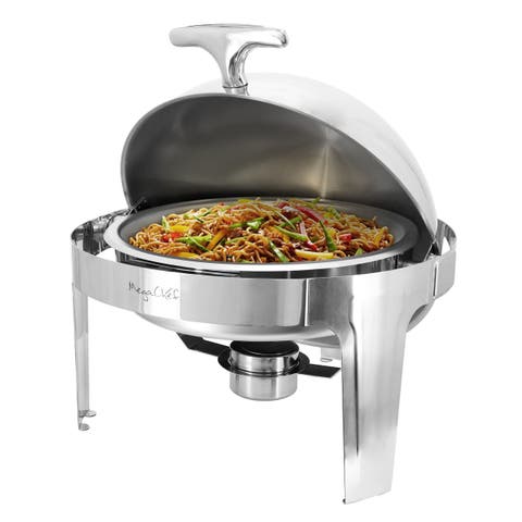 6.3 Quart Round Stainless Steel Dome Roll Top Professional Chafing Dish/Food Warmer/Buffet Server Serving Dish
