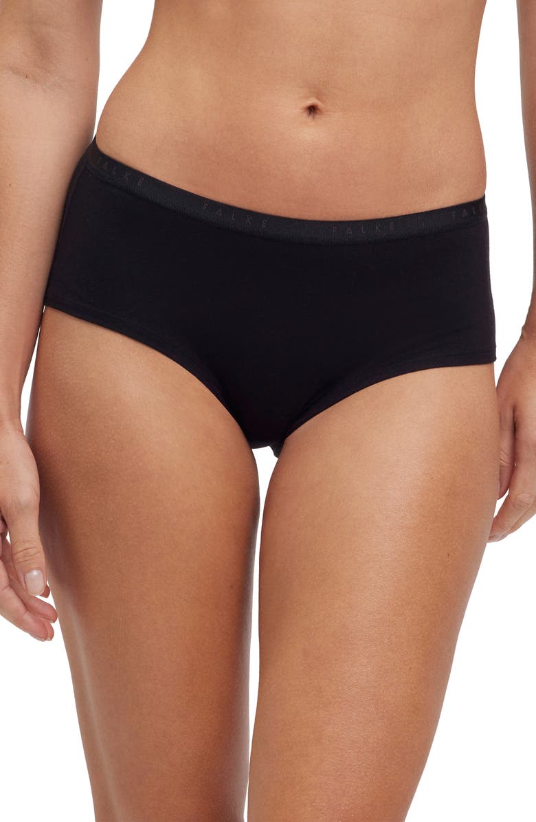 Falke Daily Climate Cotton Blend Hipster Briefs, Main, color, Black