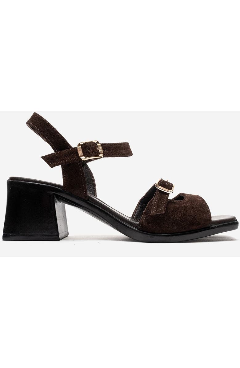 Forever & Always Shoes Yolen Leather Block Heel Sandal, Alternate, color, Brown Suede