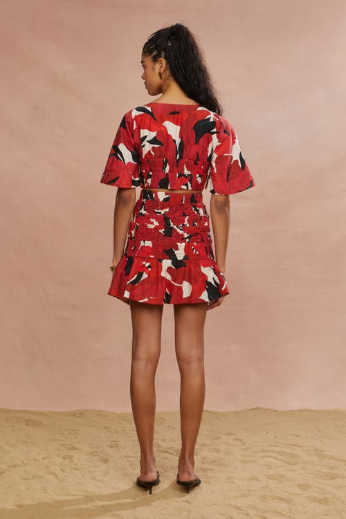 Amur Penelope Smocked Skirt In Red