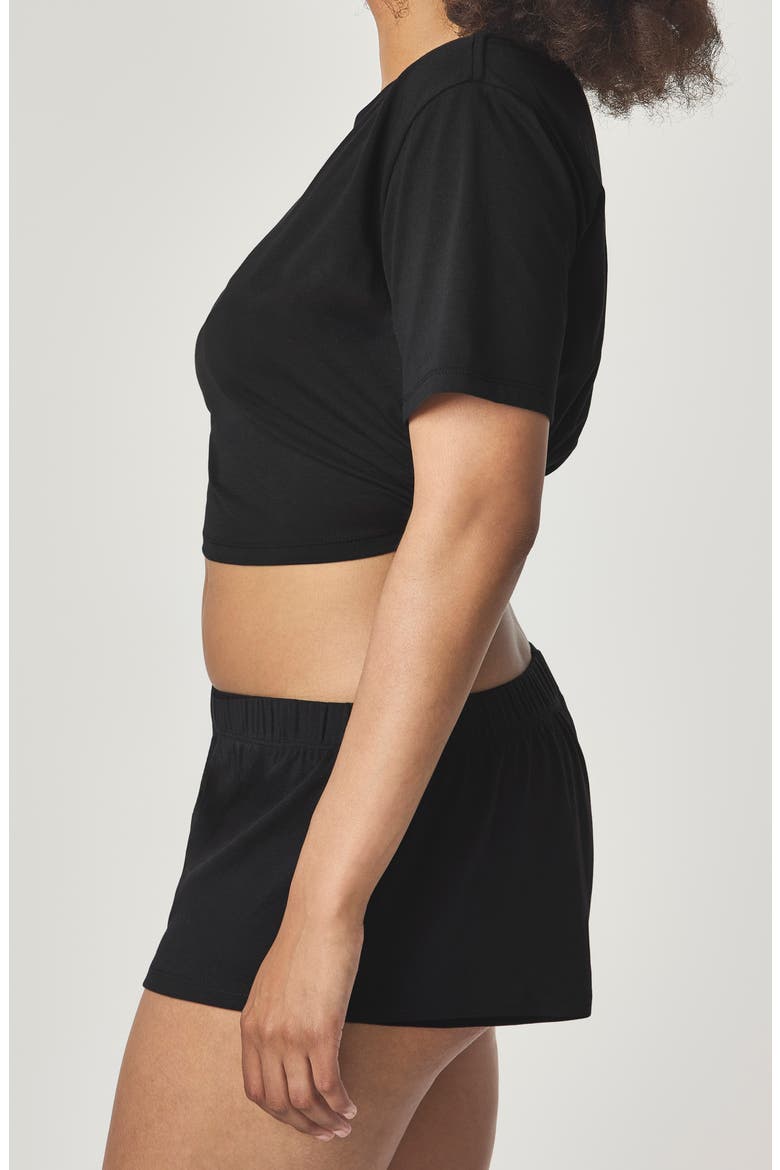 Elasticized Back Crop T-Shirt, Alternate, color, BLACK