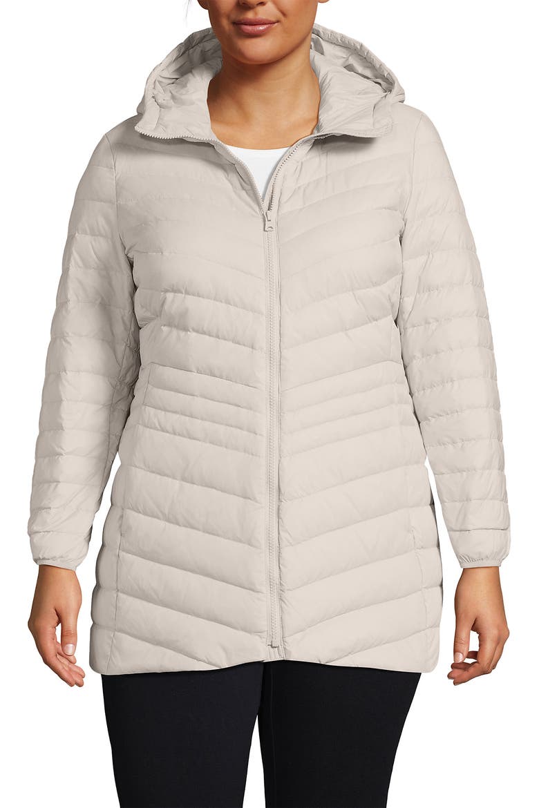 Plus Size Wanderweight Packable Down Long Jacket, Main, color, Dusk Gray