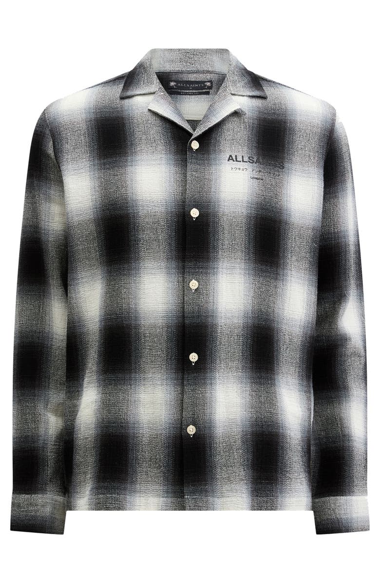 AllSaints Underfade Cotton Blend Flannel Button-Up Shirt, Alternate, color, 
