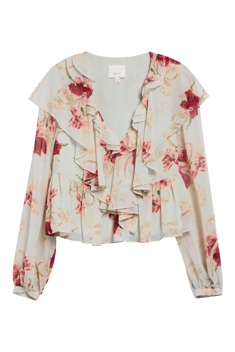 Aurore Wilted Poppy Ruffled Top, Alternate, color, POWDER BLUE MULTI