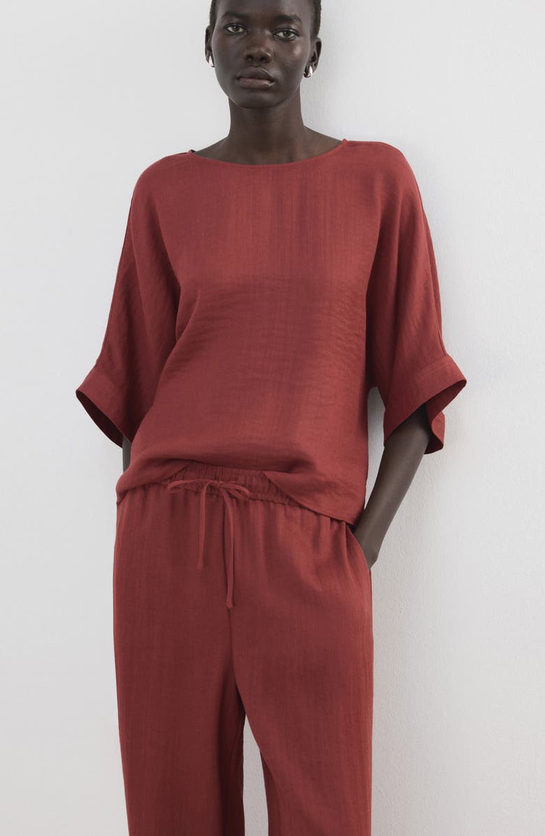 MANGO High Waist Palazzo Pants, Alternate, color, Red