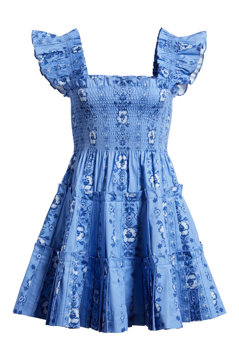 The Smocked Nap Minidress, Alternate, color, ARCADIA BORDER BLUE