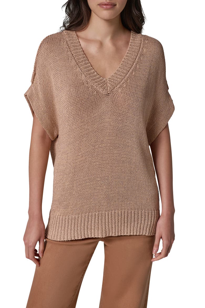 Metallic Relaxed Fit Sweater, Main, color, FAWN