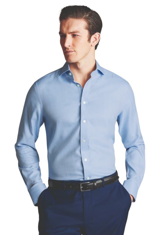 CHARLES TYRWHITT CHARLES TYRWHITT CUTAWAY COLLAR NON-IRON HERRINGBONE SHIRT