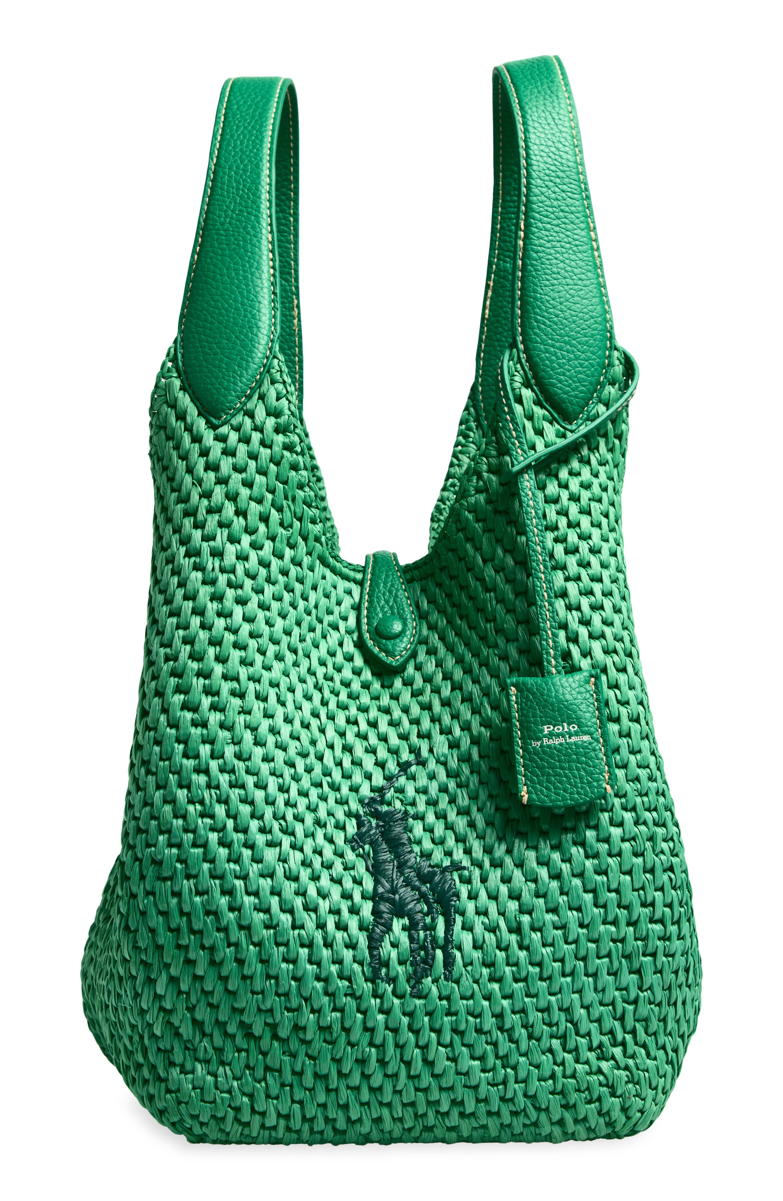 Polo Ralph Lauren Raffia Tote, Main, color, Parrot