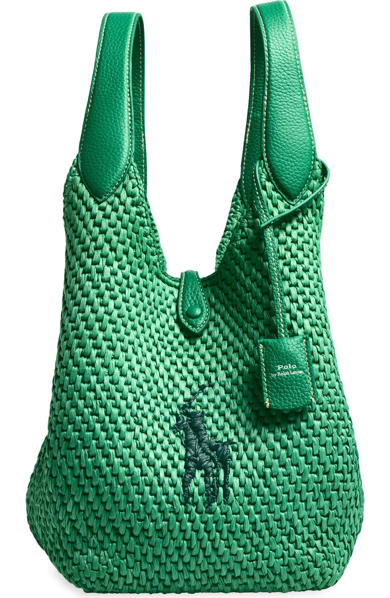 Polo Ralph Lauren Raffia Tote, Main, color, Parrot