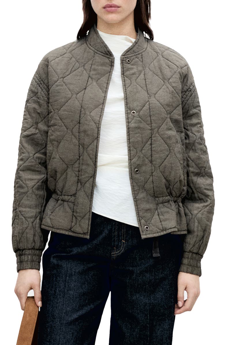 MANGO Quilted Bomber Jacket, Main, color, 
