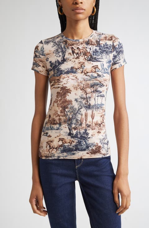 Ressi Western Print Short Sleeve Top