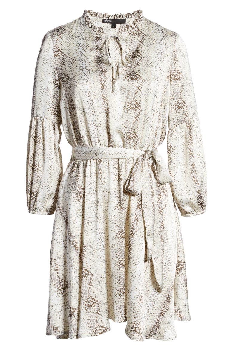 Gibson x City Safari Tara Gibson Tie Neck Satin Dress, Alternate, color, SILVER SNAKE