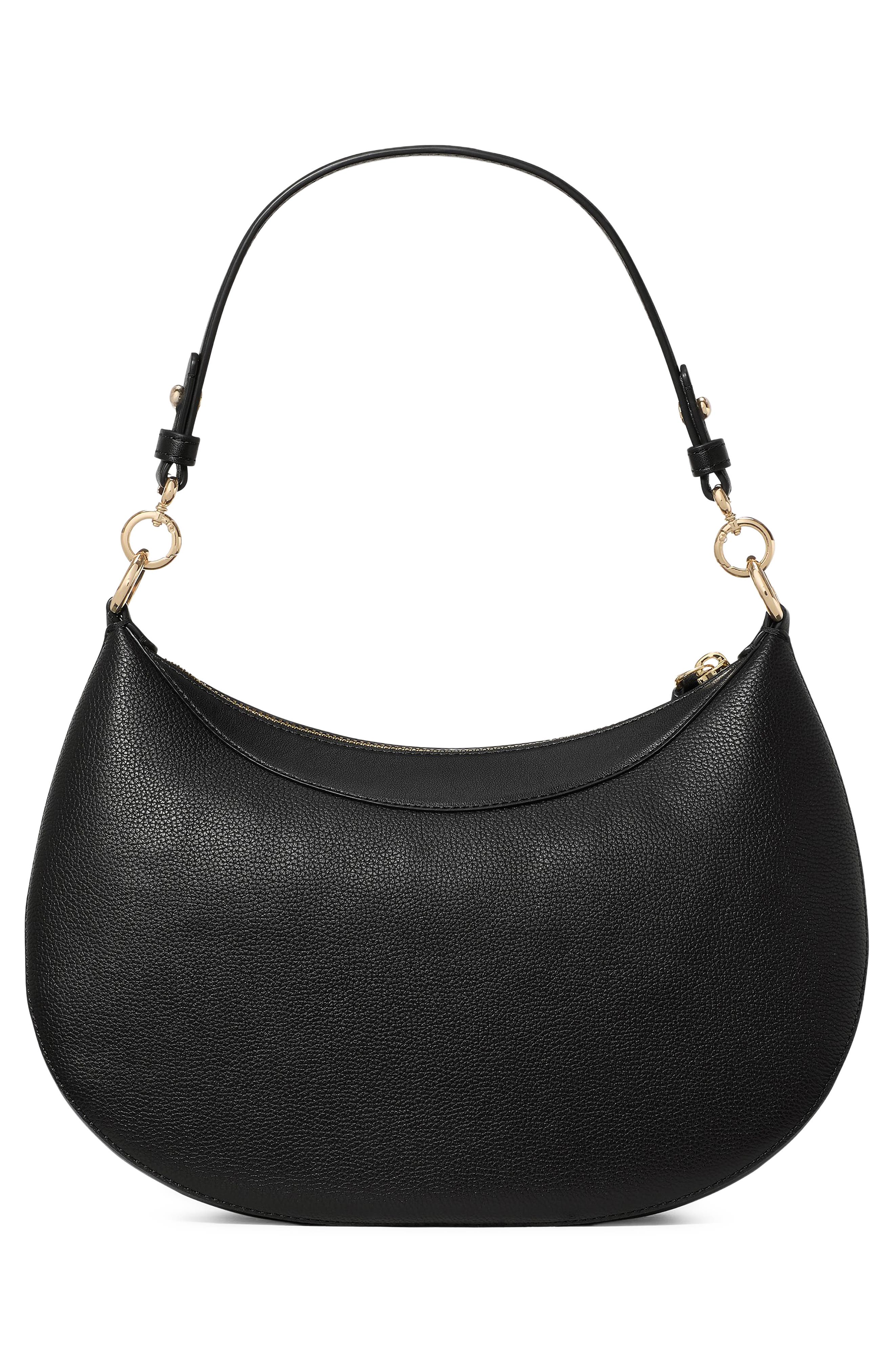 Liv Pebbled Leather Shoulder Bag, Alternate, color, BLACK