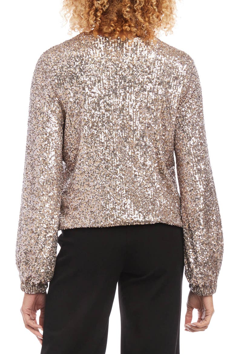 Sequin Blouson Sleeve Top, Alternate, color, CHAMPAGNE