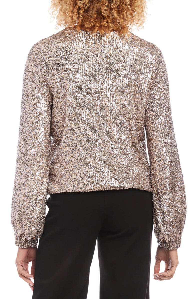 Karen Kane Sequin Blouson Sleeve Top, Alternate, color, 