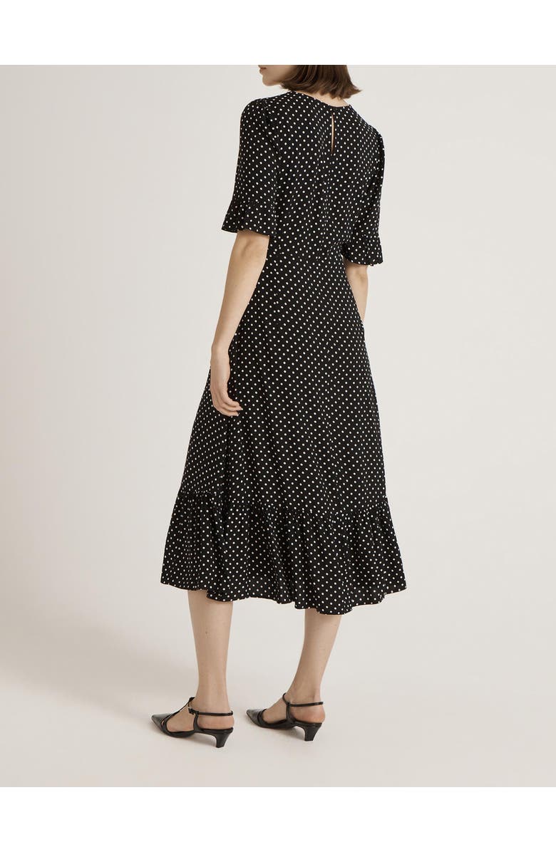 Finery London Sylvie Polka Dot Midi Tea Dress, Alternate, color, Black Spot