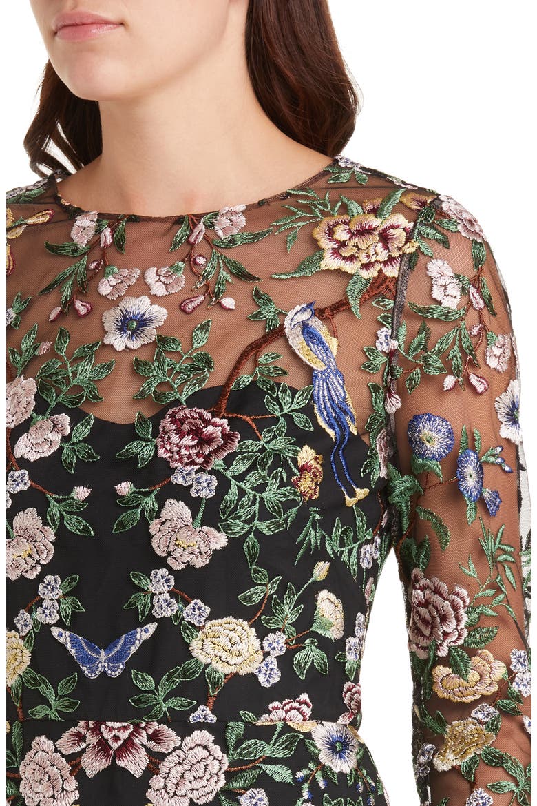 Floral Embroidered Sheath Dress, Alternate, color, BLACK MULTI