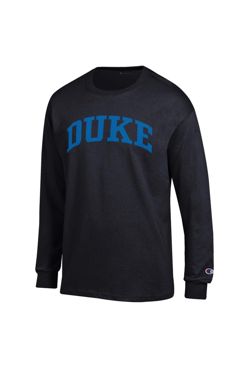 Men's Champion  Black Duke Blue Devils Basic Arch Long Sleeve T-Shirt, Alternate, color, Black