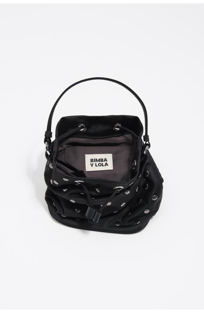Bimba y Lola Nylon Mini bucket bag, Alternate, color, Black
