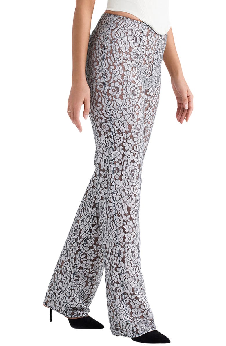 HOUSE OF CB Mara Floral Lace Straight Leg Trousers, Alternate, color, Silver