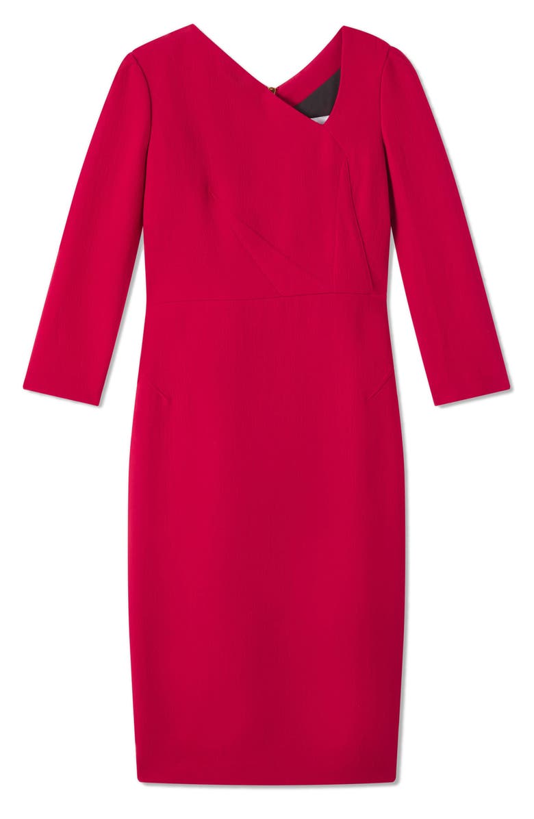LK Bennett Alexis Dart Detail Bracelet Sleeve Wool Crepe Sheath Dress, Alternate, color, 