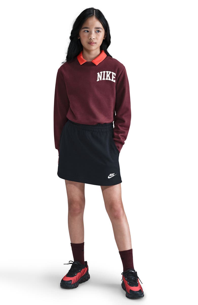 Nike Kids' Sportswear Club Fleece Pull-On Skirt, Main, color, Black/ Black/ White