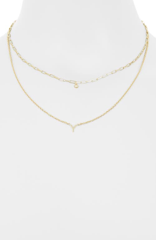 Meshmerise Diamond Initial Charm Necklace In Gold
