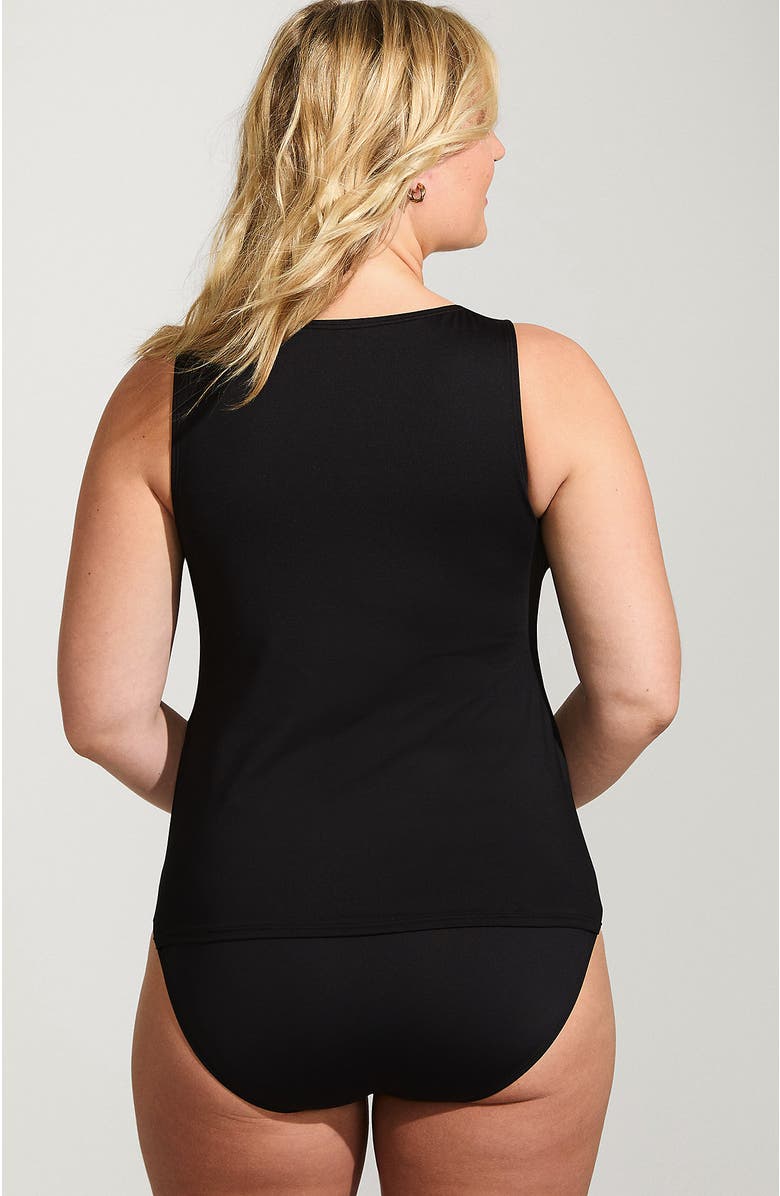 Lands' End Plus Size High Neck UPF 50 Sun Protection Modest Tankini Swimsuit Top, Alternate, color, Black