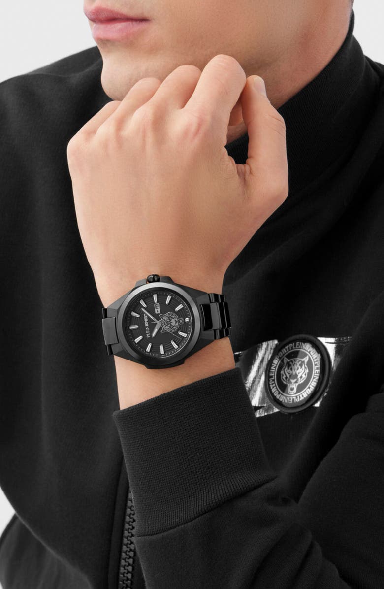 PLEIN SPORT Tigermaster Quartz Bracelet Watch, 47mm, Alternate, color, Black