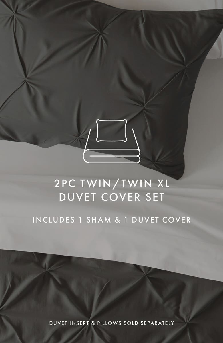 HOMESPUN HOME SPUN Premium Ultra Soft 3-Piece Pinch Pleat Duvet Cover Set, Alternate, color, Gray