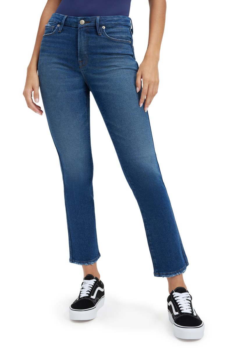 Good American Good Curve Straight Leg Jeans, Main, color, Indigo336