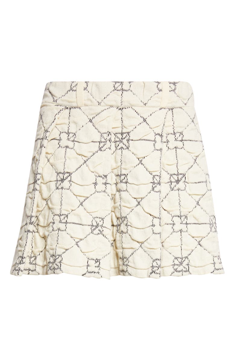 YanYan June Pleated Jacquard Organic Cotton Miniskirt, Alternate, color, Ivory