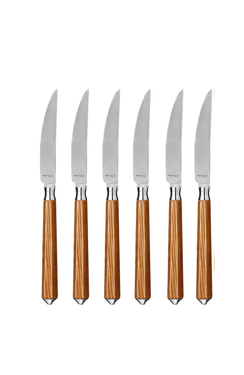 CAPDECO Galaxie - Box of 6 Steak Knives, Main, color, Olive Wood