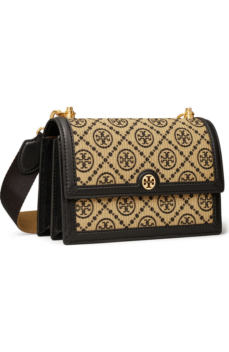 Tory Burch Small T Monogram Raffia Shoulder Bag, Alternate, color,