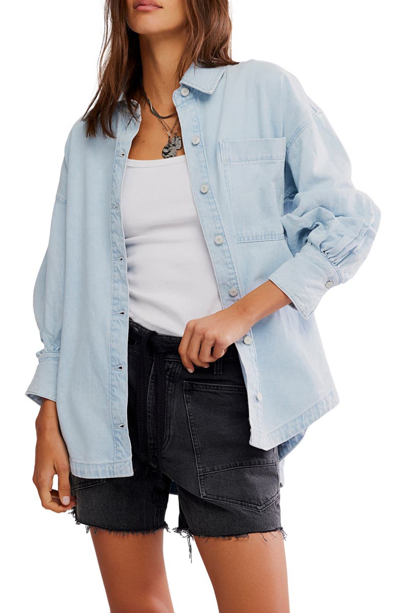Free People Ashley Denim Shirt, Main, color, Classic Blue Wash