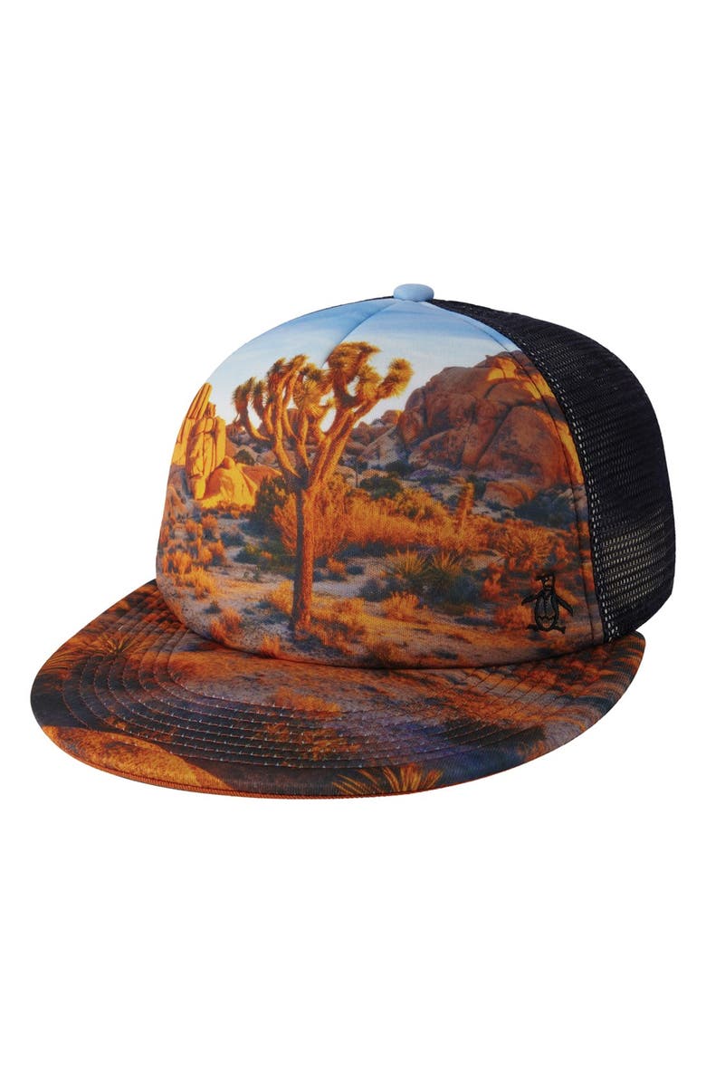 Original Penguin 'Printed Scene' Snapback Trucker Hat, Main, color,