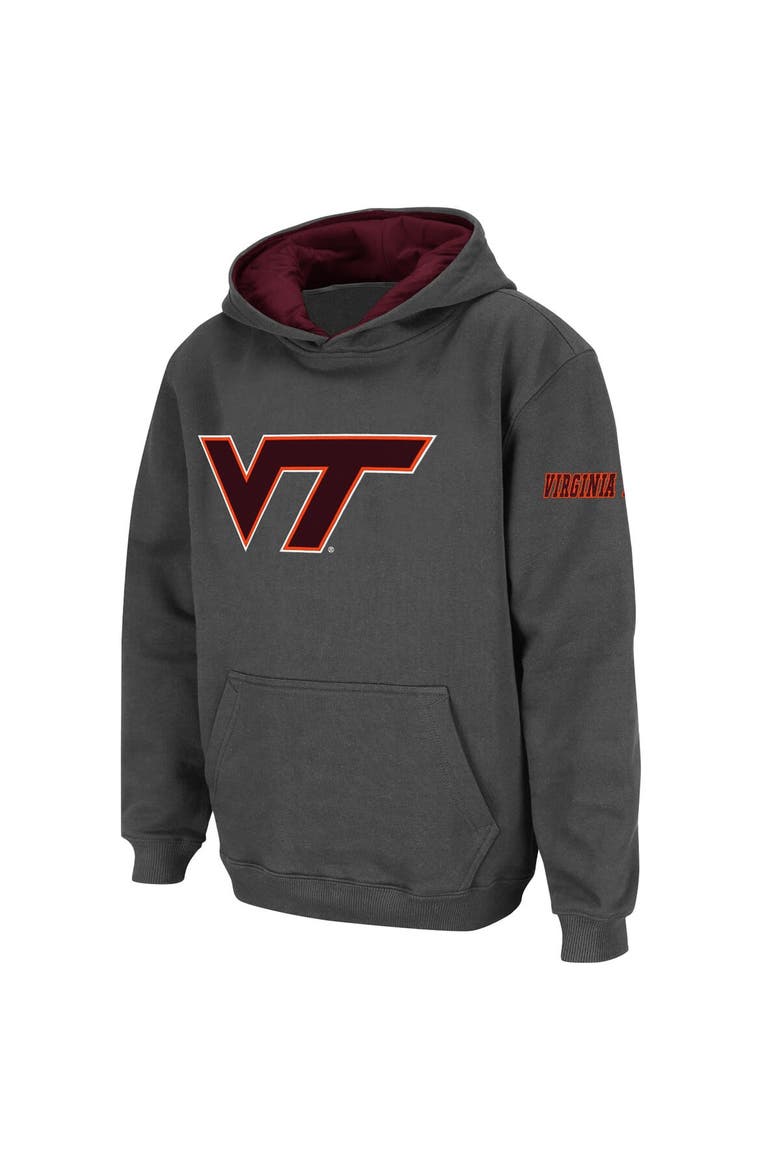 Youth Stadium Athletic Charcoal Virginia Tech Hokies Big Logo Pullover Hoodie, Main, color, Charcoal