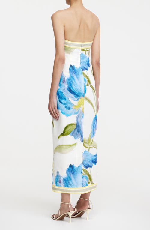 Significant Other Tess Floral Print Strapless Column Dress In Iris Bouquet