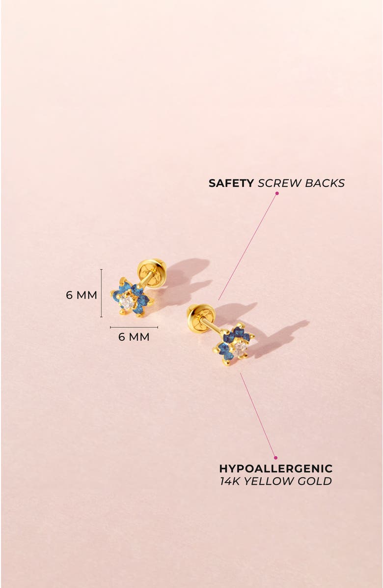 In Season Jewelry 14k Flower Cluster Earrings, Alternate, color, Blue