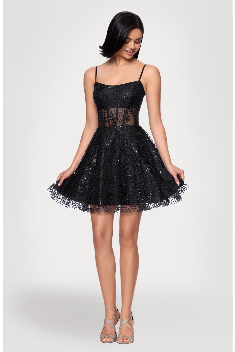 Sequin Minidress, Alternate, color, BLACK