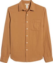 HIROSHI KATO Slim Fit Double Gauze Organic Cotton Button-Up Shirt