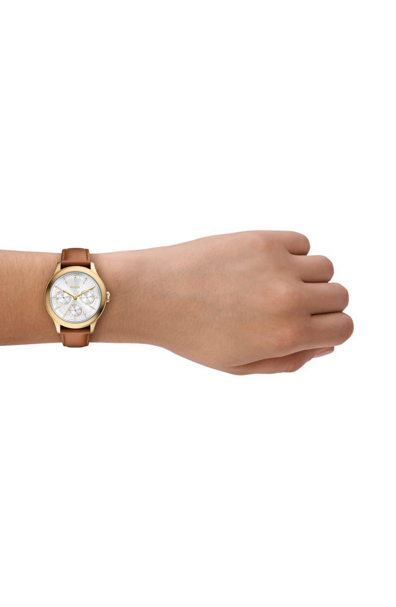 Fossil Brynn Multifunction Leather Strap Watch, 38mm, Alternate, color,