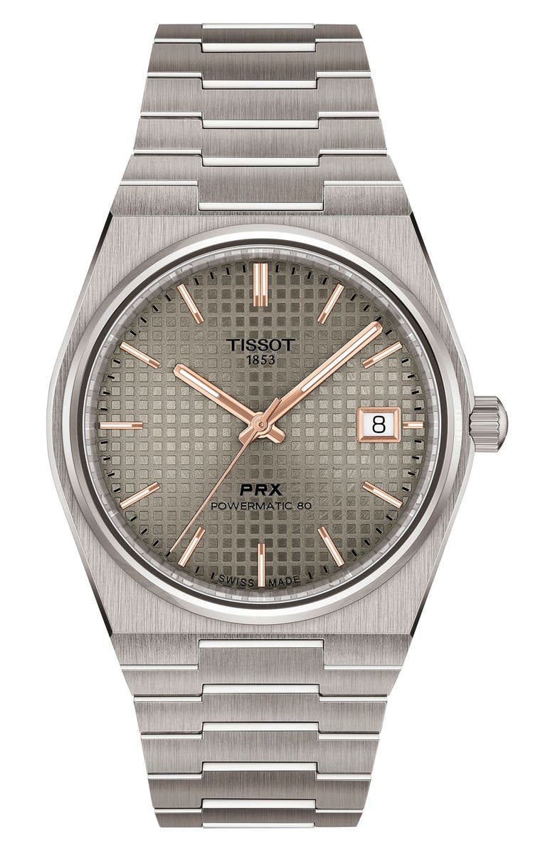 Tissot PRX Powermatic 80 Titanium Bracelet Watch, 38mm, Main, color,