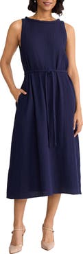 Jones New York Belted Sleevless Midi Dress