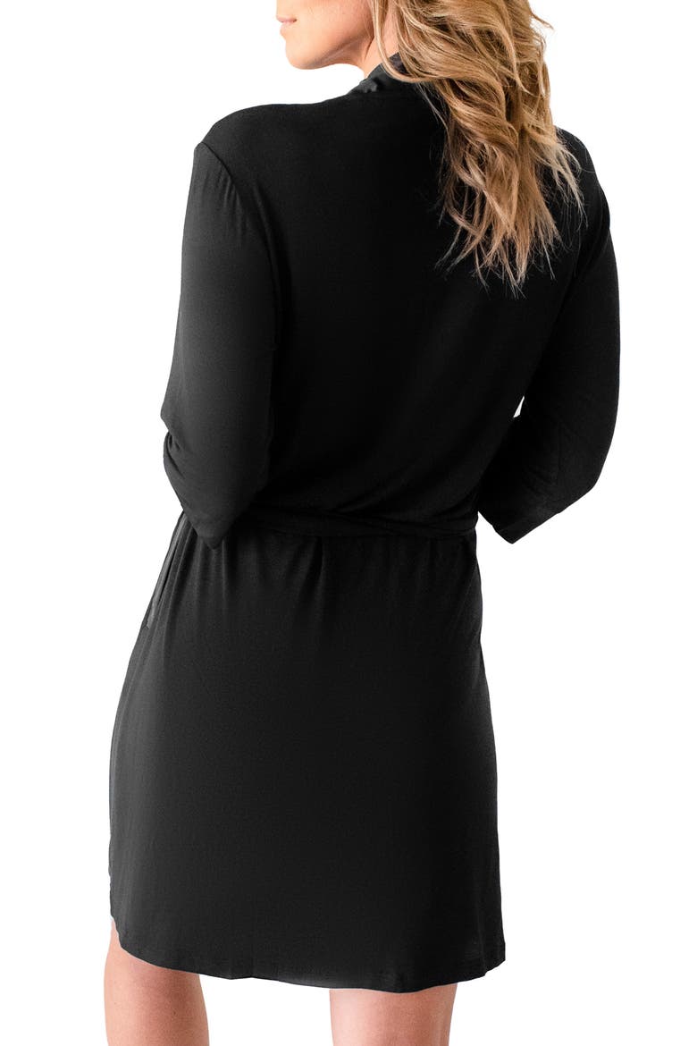 Maternity/Nursing Robe, Alternate, color, BLACK