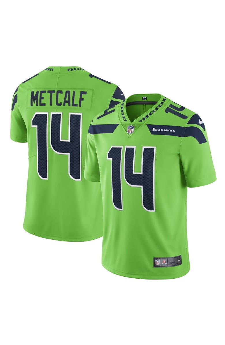 Nike Men's Nike DK Metcalf Neon Green Seattle Seahawks Vapor Limited Player Jersey, Alternate, color,